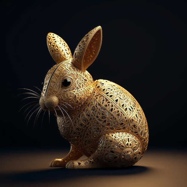 Foto ein goldenes kaninchen mit einem kreuz darauf
