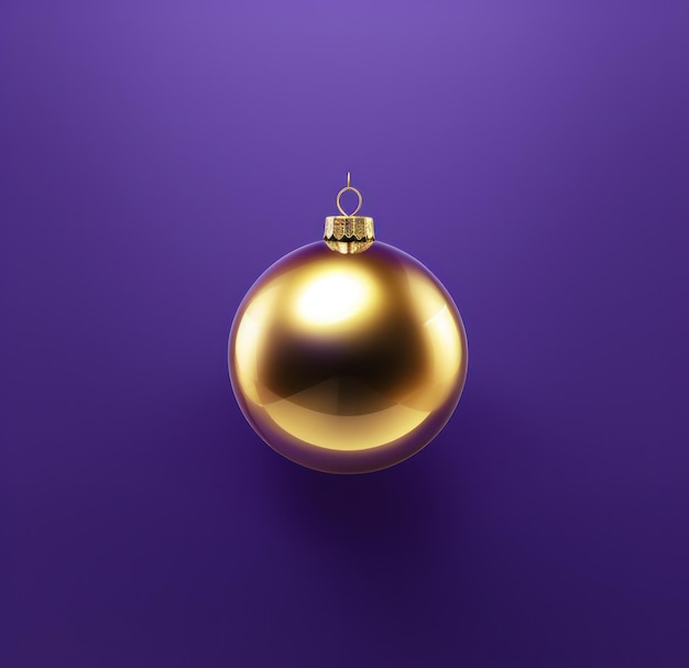 ein goldenes Weihnachtsornament auf lila Hintergrund