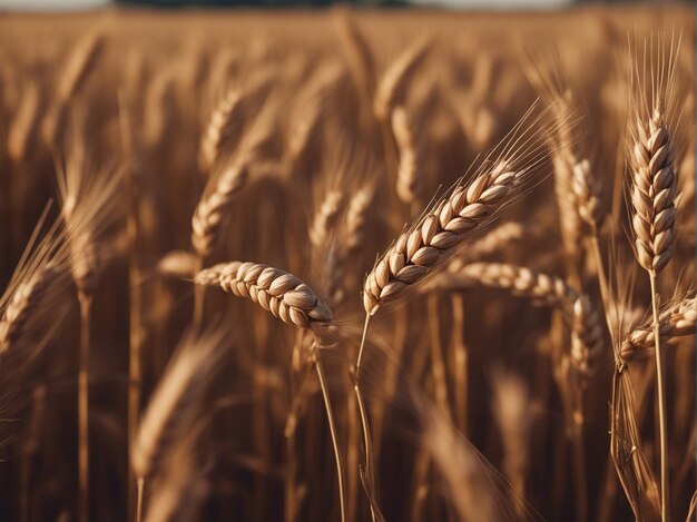 Ein goldenes Weizenfeld mit blauem Himmel