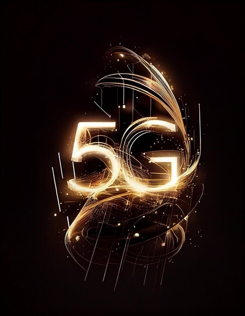 Ein goldglänzendes Bild eines 5g-Logos.