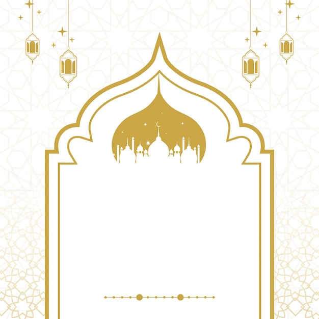 ein goldweißes Foto einer Moschee mit einem Bild einer Moschee darauf