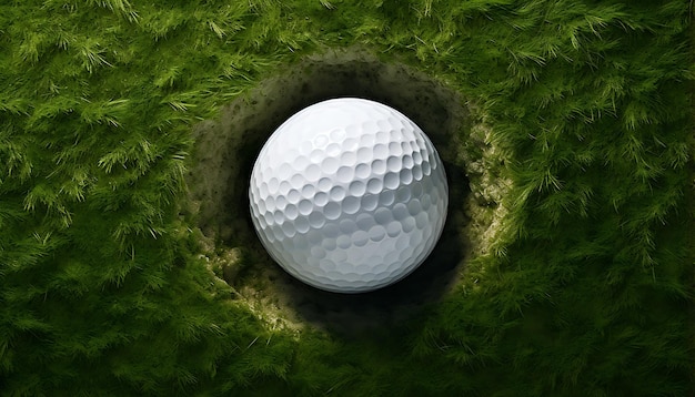 Ein Golfball liegt auf der generativen KI eines Golfplatzes