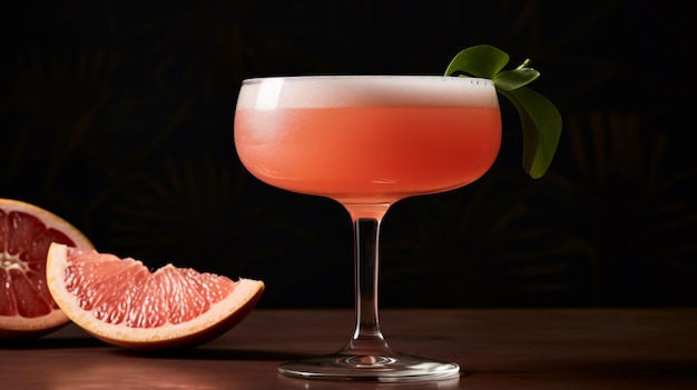 Ein Grapefruitcocktail mit einer Grapefruitscheibe