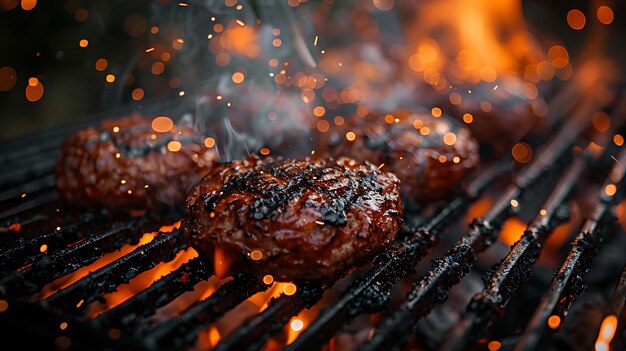 Foto ein grill mit mehreren spitzen verschiedener fleischarten