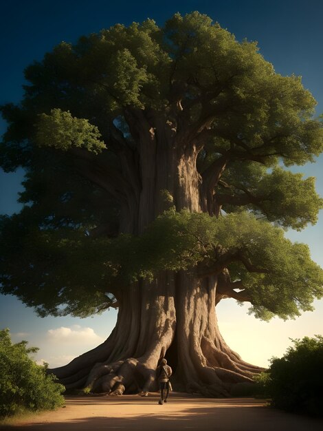 Ein großer alter Baum-Hintergrund-Generativ-Ai