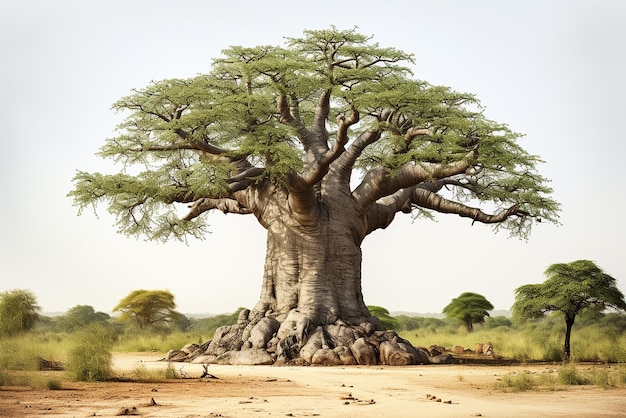 Ein großer Baobab-Baum auf weißem Hintergrund