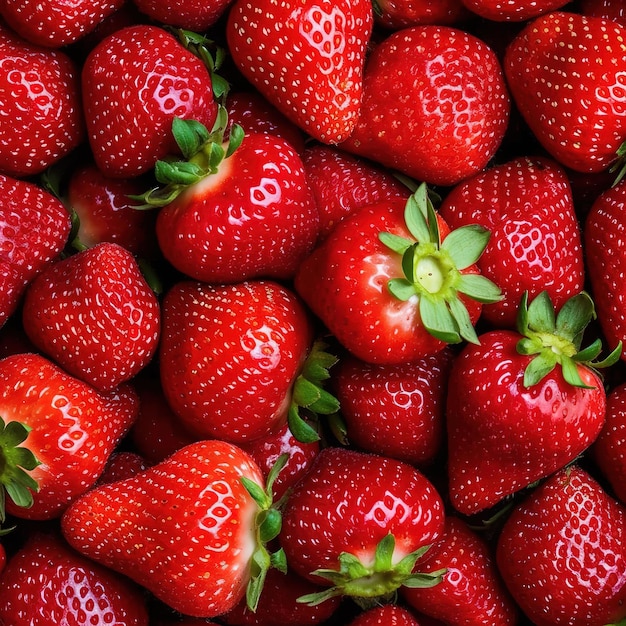 Ein großer Haufen Erdbeeren mit dem Wort „b“ auf der Vorderseite.