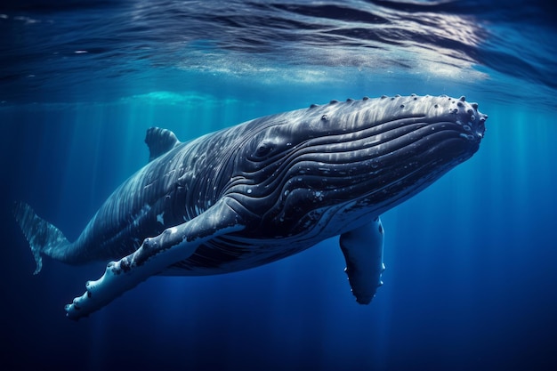 ein großer Wal, der im Meer schwimmt