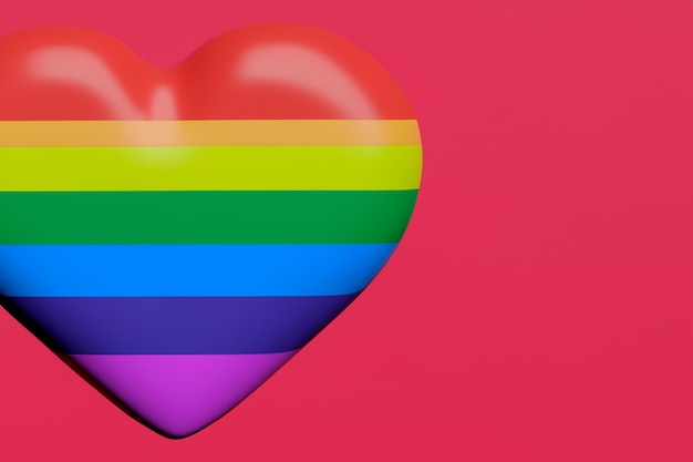 Foto ein großes 3d-effekt-herz mit regenbogenähnlichen farben, konzept der schwulen liebe oder gleichgeschlechtlichen vereinigung