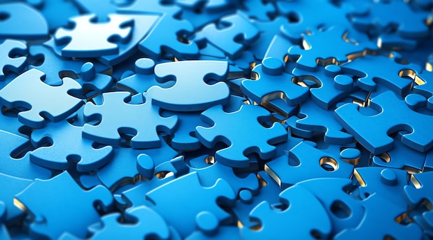 Foto ein großes blaues puzzleteil mit dem wort puzzle darauf.