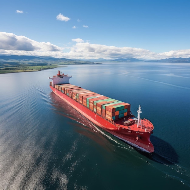 Ein großes Containerschiff segelt durch den Ozean