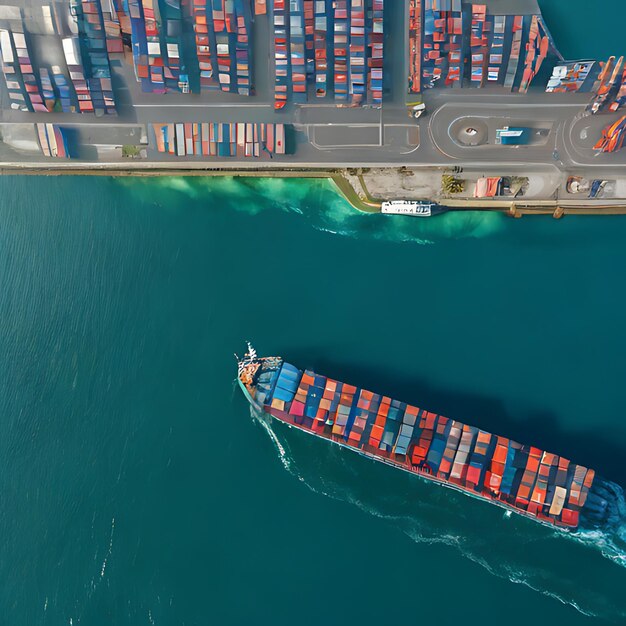 ein großes Containerschiff segelt im Wasser