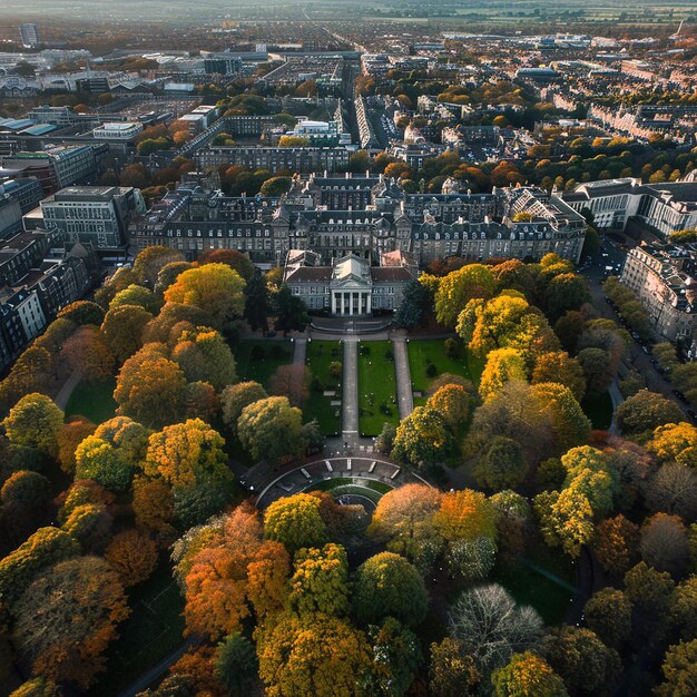 ein großes Gebäude mit einem großen weißen Gebäude in der Mitte