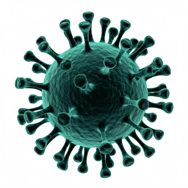 ein großes grünes Virus wird in einem Bild mit dem Wort Virus gezeigt