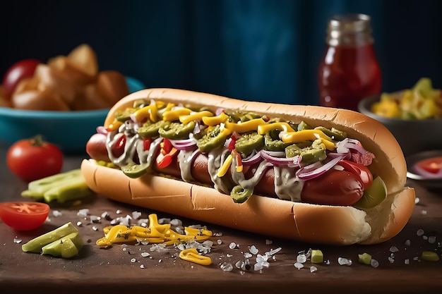 Ein großes Rindfleisch-Hotdog-Sandwich