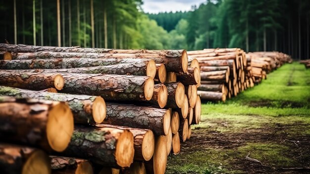 Foto ein großes rundes stück holz, holzstamm oder gestapeltes baumholz für die möbelindustrie. holzscheit