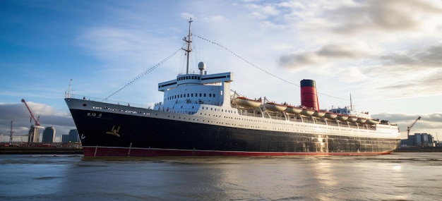 Ein großes Schiff im Hafen der Stadt