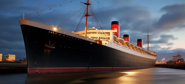 Ein großes Schiff im Hafen der Stadt