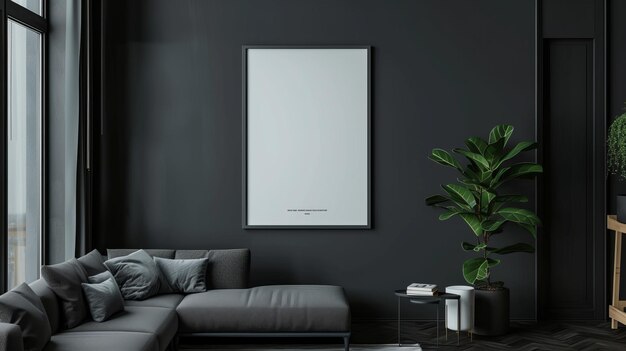 Ein großes weißes Gemälde an der Wand in einem minimalistischen Raum ist ein auffallendes visuelles Element