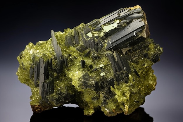 Ein grün-gelbes Mineral von der Mineral Co.