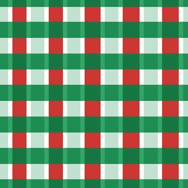 ein grün-rot karierter Weihnachtsstoff mit weißen Streifen von generative ai