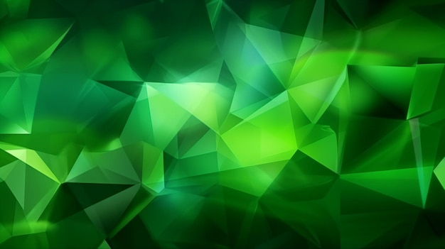 ein grüner abstrakter Hintergrund mit Dreiecken und einem verschwommenen Hintergrund