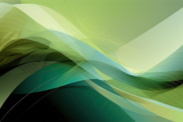 Ein grüner abstrakter Hintergrund mit wellenförmigen Linien, generative KI