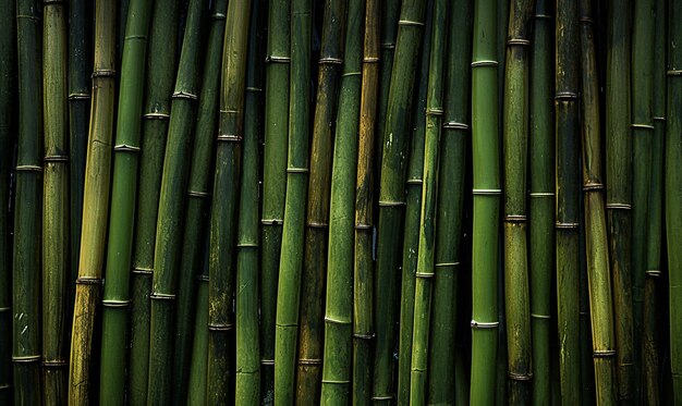 Foto ein grüner bambusstamm mit dunklem hintergrund