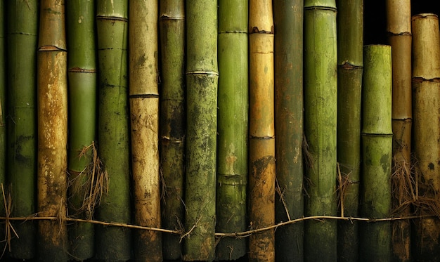 Foto ein grüner bambusstamm mit dunklem hintergrund