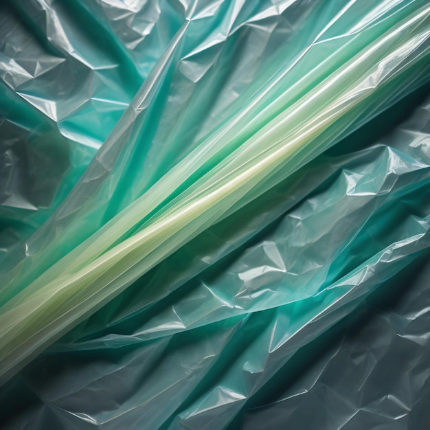 Foto ein grüner bambusstock, in plastik gewickelt, mit dem grün im inneren.