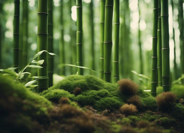 Foto ein grüner bambuswald im tageslicht