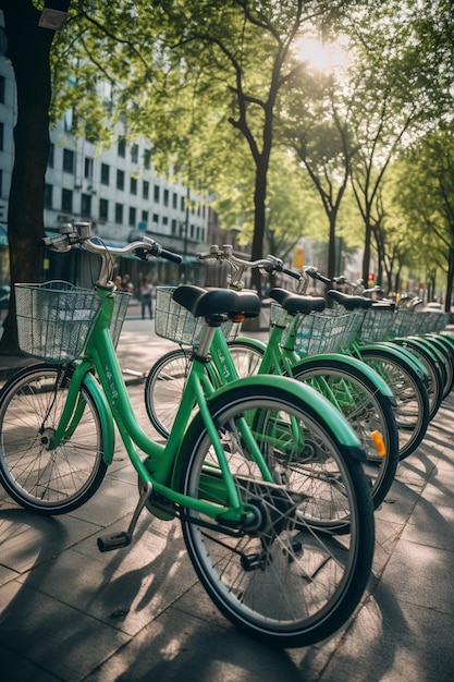 Ein grüner Fahrradverleih in Berlin