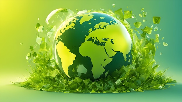 ein grüner Globus mit einer Weltkarte darauf