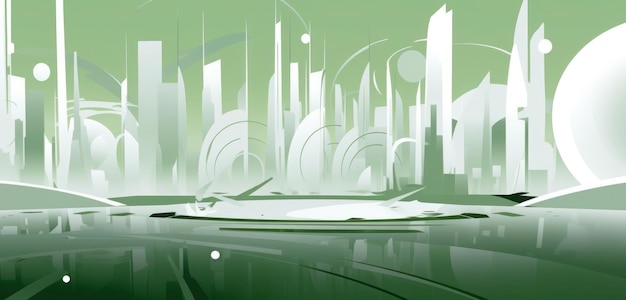Ein grüner Hintergrund mit einer grünen Stadtlandschaft und dem Wort Stadt darauf.