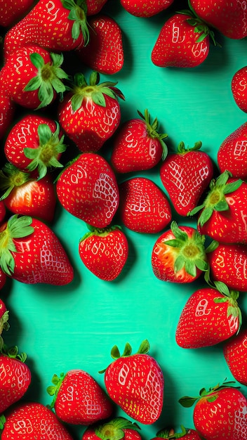 Ein grüner Hintergrund mit Erdbeeren darauf