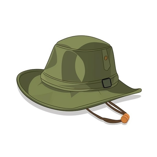 Ein grüner Hut mit einer braunen Schnur auf einem weißen Hintergrund