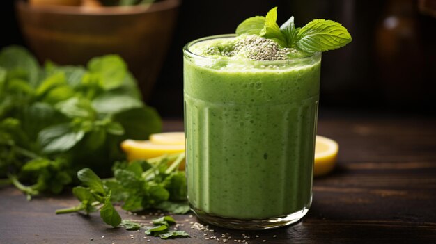 Foto ein grüner smoothie im glas