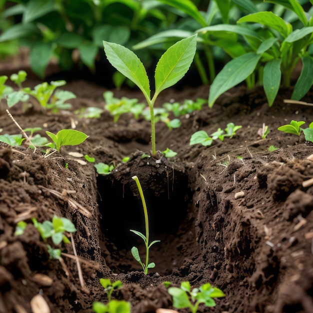 ein grüner Sprossen wächst aus dem reichen Boden, was Hoffnung und Wachstum bedeutet