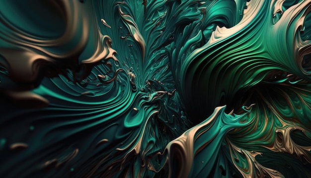 Ein grüner und blauer abstrakter Hintergrund mit einem Wirblen Muster.
