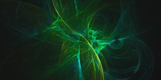 Ein grüner und blauer abstrakter Hintergrund mit grüne und gelbe Strudel.