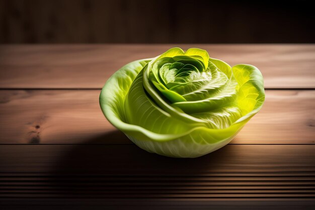 Ein grüner und weißer Kohl auf einem Holztisch