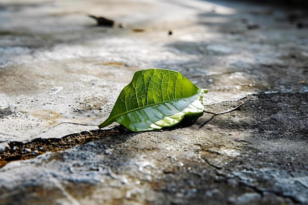 ein grünes Blatt, das auf dem Boden liegt