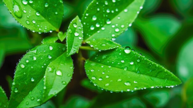 Ein grünes Blatt mit Wassertropfen darauf