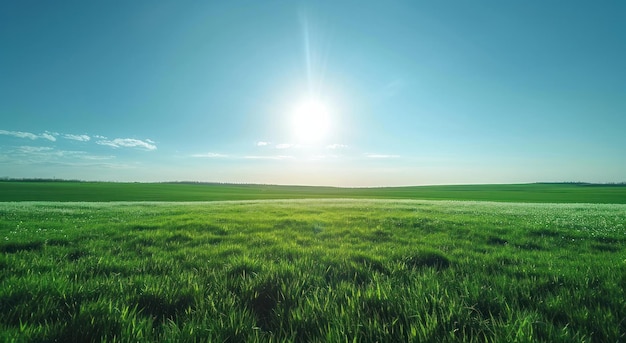 ein grünes Feld bei der Sonne