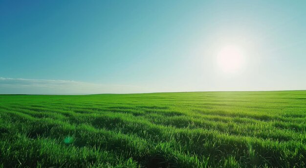 ein grünes Feld bei der Sonne