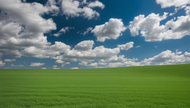 Ein grünes Feld mit Wolken am Himmel