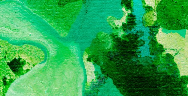Ein grünes Gemälde eines Gewässers mit blauem und grünem Hintergrund.