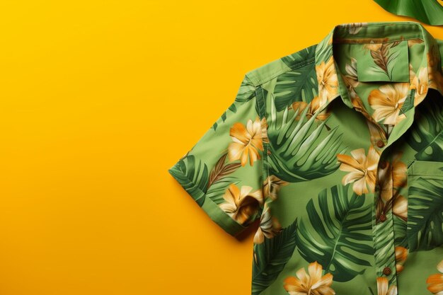 Ein grünes Hawaiihemd mit einer Blume darauf