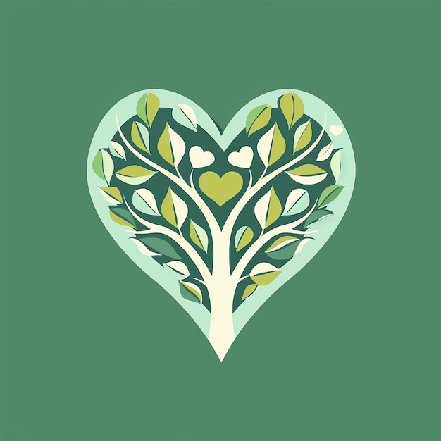 ein grünes Herz mit einem Baum in der Mitte