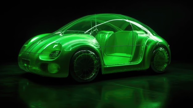 Ein grünes Käferauto mit dem Wort „Bug“ an der Seite
